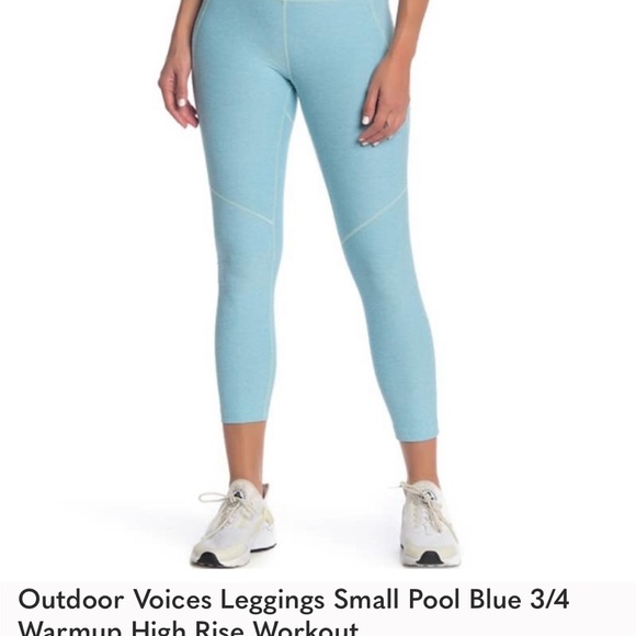 Outdoor Voices 7/8 High Rise Warmup Leggings in Pool Blue - Picture 6 of 15